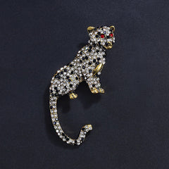 Luxury Alloy Leopard Brooch – Sparkling Rhinestone Animal Pin