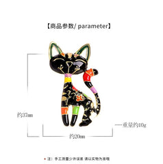 Colorful Enamel Cat Brooch – Whimsical Fashion Pin