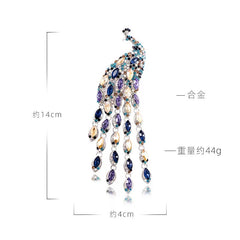 Luxury Crystal Peacock Brooch – Elegant Rhinestone Pin for Women