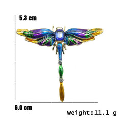 Elegant Dragonfly Brooch – Colorful Crystal Enamel Pin for Women