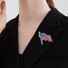 American Flag Rhinestone Brooch Pin
