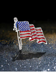 American Flag Rhinestone Brooch Pin