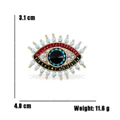 Alloy Evil Eye Brooch – Colorful Crystal & Bead Statement Pin