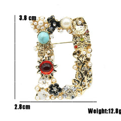  Vintage Rhinestone & Pearl Monogram Pin