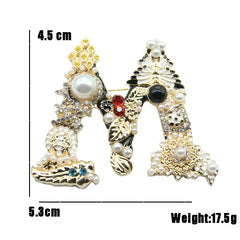  Vintage Rhinestone & Pearl Monogram Pin