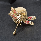Elegant Alloy Dragonfly Brooch with Colorful Rhinestones – Vintage Insect Jewelry Pin