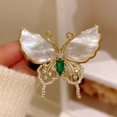 Elegant Butterfly Brooch – of-Pearl Wings and Crystal Accents