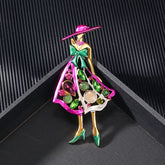Vintage Lady Brooch – Colorful Gemstone Dress & Hat Pin