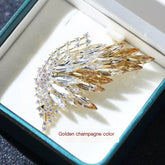 Butterfly Crystal Brooch – Silver Lake Blue & Golden Champagne Color