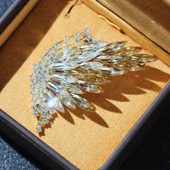 Butterfly Crystal Brooch – Silver Lake Blue & Golden Champagne Color