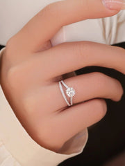 Elegant Alloy Star Zircon Ring for Women – Double Band Design