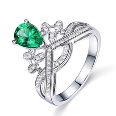 Elegant Alloy Ring with Emerald Green Zircon Center Stone
