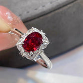 Elegant Alloy Ring with Red Zircon Center Stone 