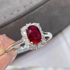 Elegant Alloy Ring with Red Zircon Center Stone 