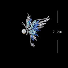 Elegant Gradient Butterfly Brooch with Pearl