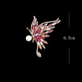 Elegant Pink Gradient Butterfly Brooch with Pearl