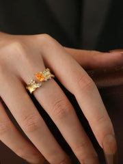 Elegant Alloy Ring with Fanta Main Stone and Crown Design