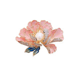 Pink Flower Pearl Brooch – Elegant Alloy Pin for Women