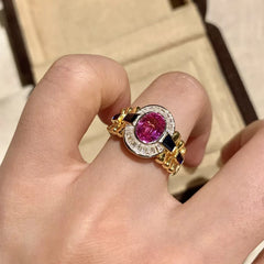 Elegant Pink Zircon Alloy Ring – Vintage Inspired Statement Jewelry