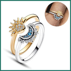 Sun & Moon Zircon Ring Set