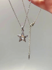 Minimalist Alloy Star Necklace with Zircon Center – Silver