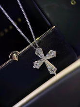 Elegant Cross Pendant Necklace – Premium Baguette Cut Zirconia, Silver Chain