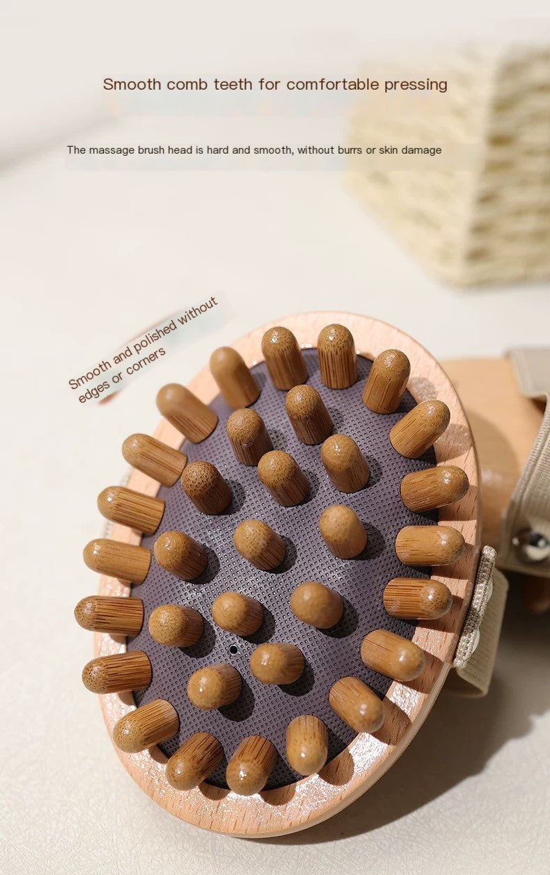 Wooden Massage Brush with Smooth Rounded Bristles