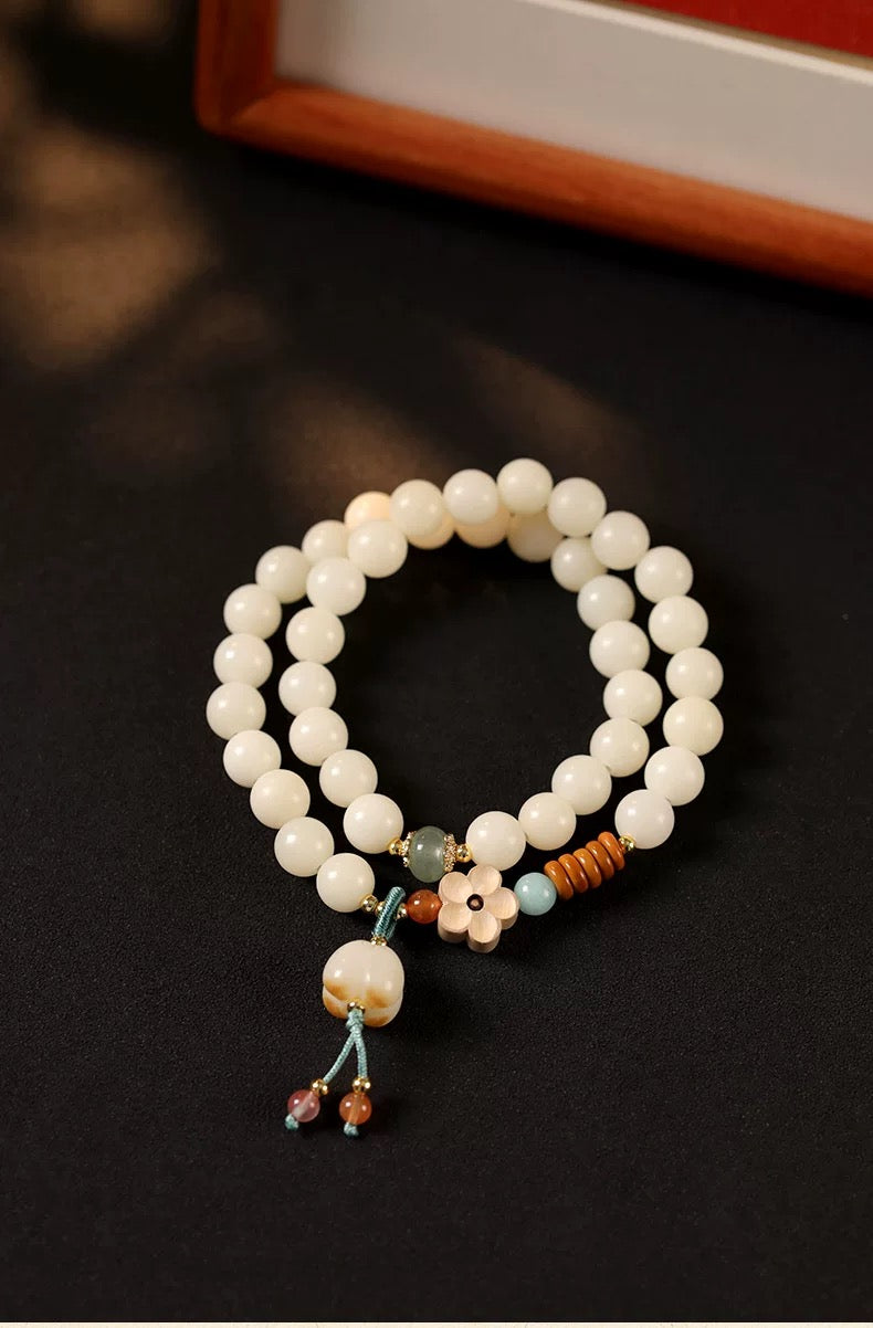 Bodhi Seed Double-Strand Bracelet – Floral Charm Spiritual Jewelry