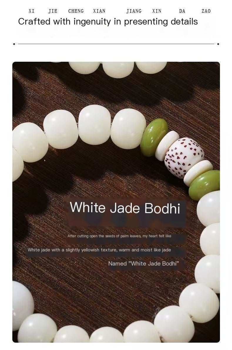White Jade Bodhi Bracelet – Handcrafted Spiritual Jewelry