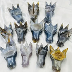 Dragon Head-Shaped Natural Agate Crystals – Mystical Design with Geode Sparkle