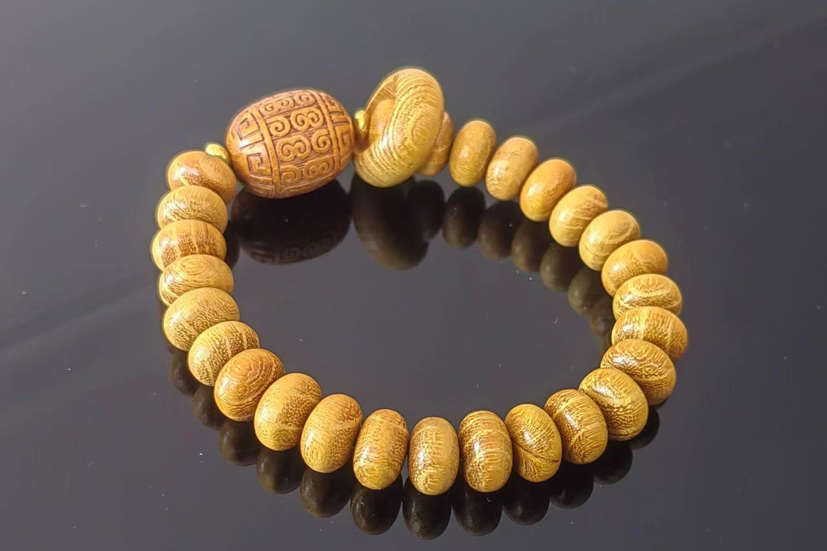Handcrafted Golden Sandalwood Beads Bracelet – Elegance with Traditional Charm
