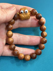 Wooden Bead Bracelet with Cute Owl Charm