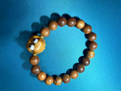 Wooden Bead Bracelet with Cute Owl Charm