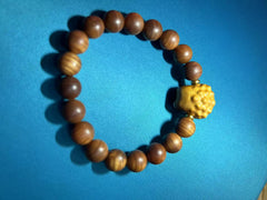 Wooden Bead Bracelet with Cute Owl Charm