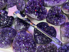 Rose Quartz Star Crystal Broom Wand with Mermaid Accent | Magical Bohemian Style