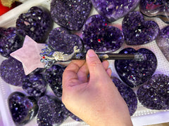 Rose Quartz Star Crystal Broom Wand with Mermaid Accent | Magical Bohemian Style