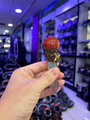 Crystal Witch Broom Wand with Carnelian Sphere & Aquamarine Point | Magical Bohemian Style