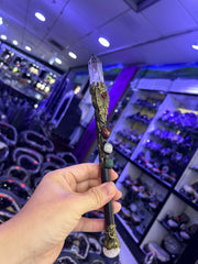 Gothic Crystal Broom Wand with Antique Gold Dragon Detailing | Magical Bohemian Style