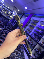 Crystal Broom Wand with Bronze Bat & Gemstone Accents | Magical Bohemian Style