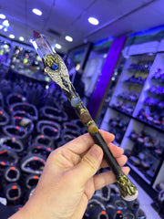 Crystal Broom Wand with Dragon Head & Chakra Gemstones | Magical Bohemian Style