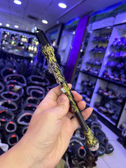 Black Crystal Broom Wand with Golden Dragon Detailing | Magical Bohemian Style