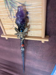 Fairy Crystal Broom Wand with Amethyst & Gemstone Accents | Spiritual Cleansing Decoration