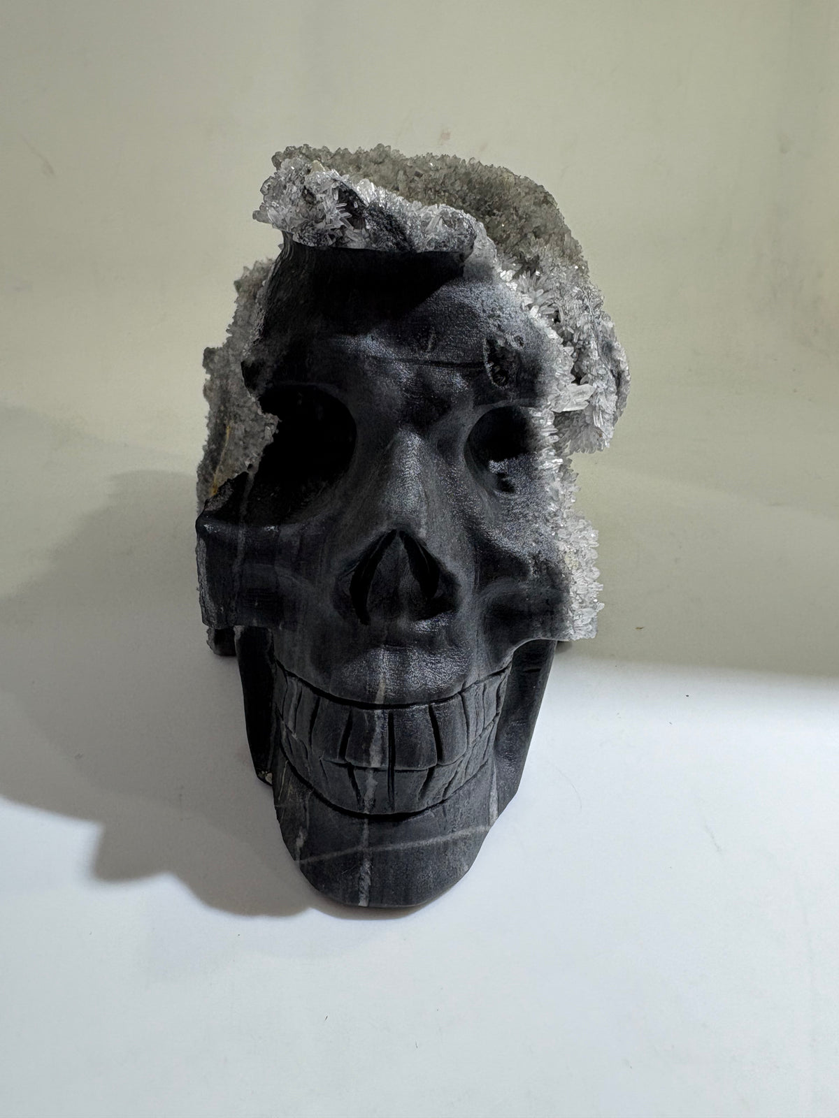 Calcite Skull with Natural Crystal Formation – Unique Mineral Art Sculpture