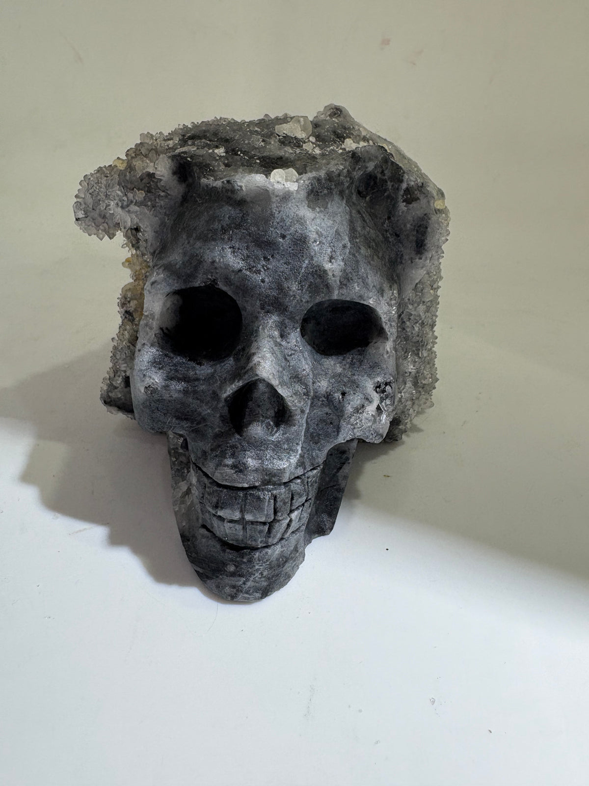 Natural Calcite Crystal Skull Sculpture Stone Art Decor