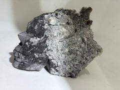 Raw Calcite Crystal Skull Natural Stone Sculpture, Unique Mineral Decor
