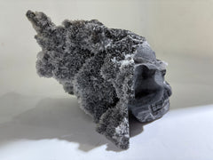 Raw Calcite Crystal Skull Natural Stone Sculpture, Unique Mineral Decor
