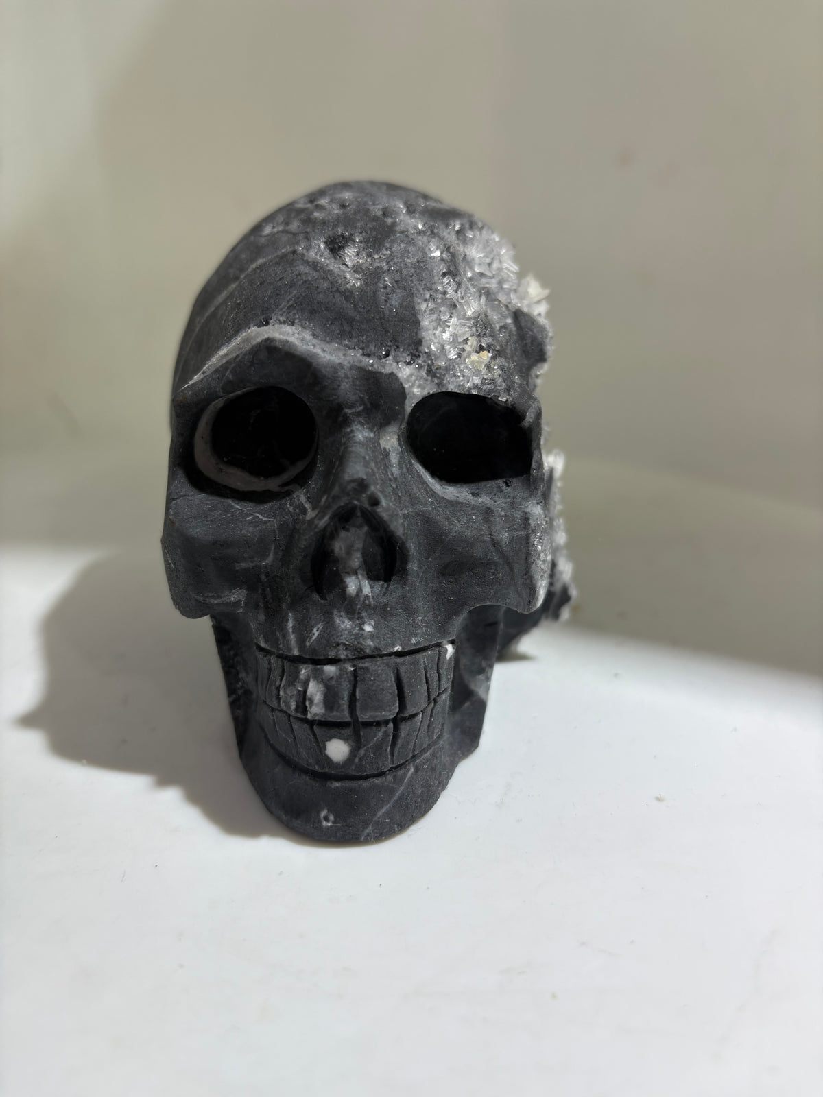 Raw Calcite Skull Sculpture Natural Stone Crystal Decor