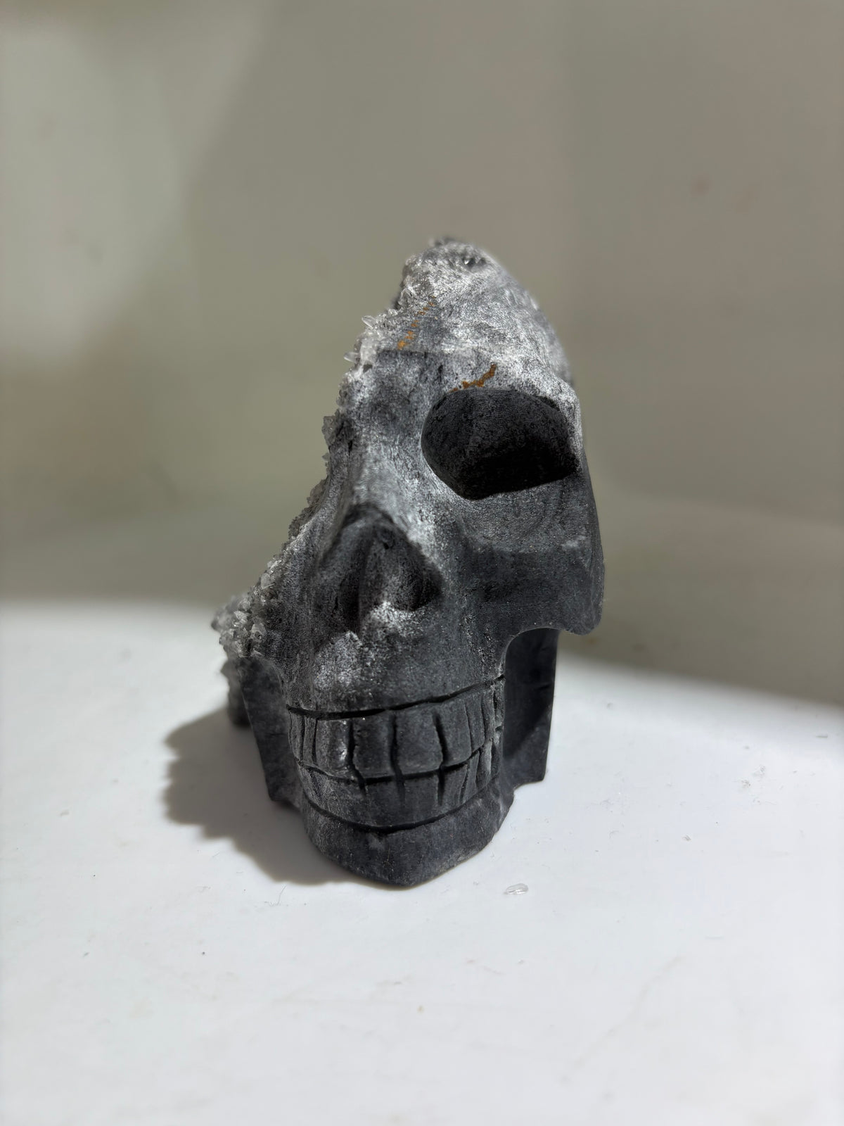 Calcite Skull with Raw Crystal Clusters