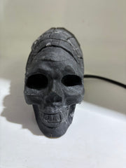 Futuristic Calcite Skull Sculpture with Raw Crystal Geode Natural Stone Art