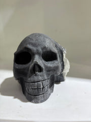 Calcite Skull with Natural Crystal Geode – Gothic Stone Art Decor